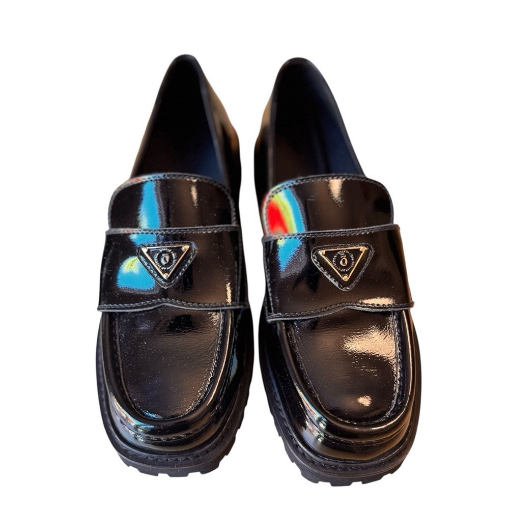 NoSkin Lulie Black Patent Lug Sole Loafers EU 38 US 7.5 New Without Box Chic - Picture 4 of 15